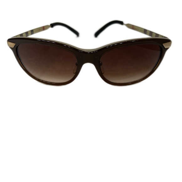 Burberry Cat-Eye Sunglasses – Leather Check Temples, Made in Italy - Picture 1 of 9